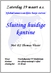 Sluiting kantine 19 maart 2016